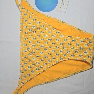 Women's Dainty Lotus Print High Leg Cheeky Bikini Bottom - RHODE‎ Yellow/Tur